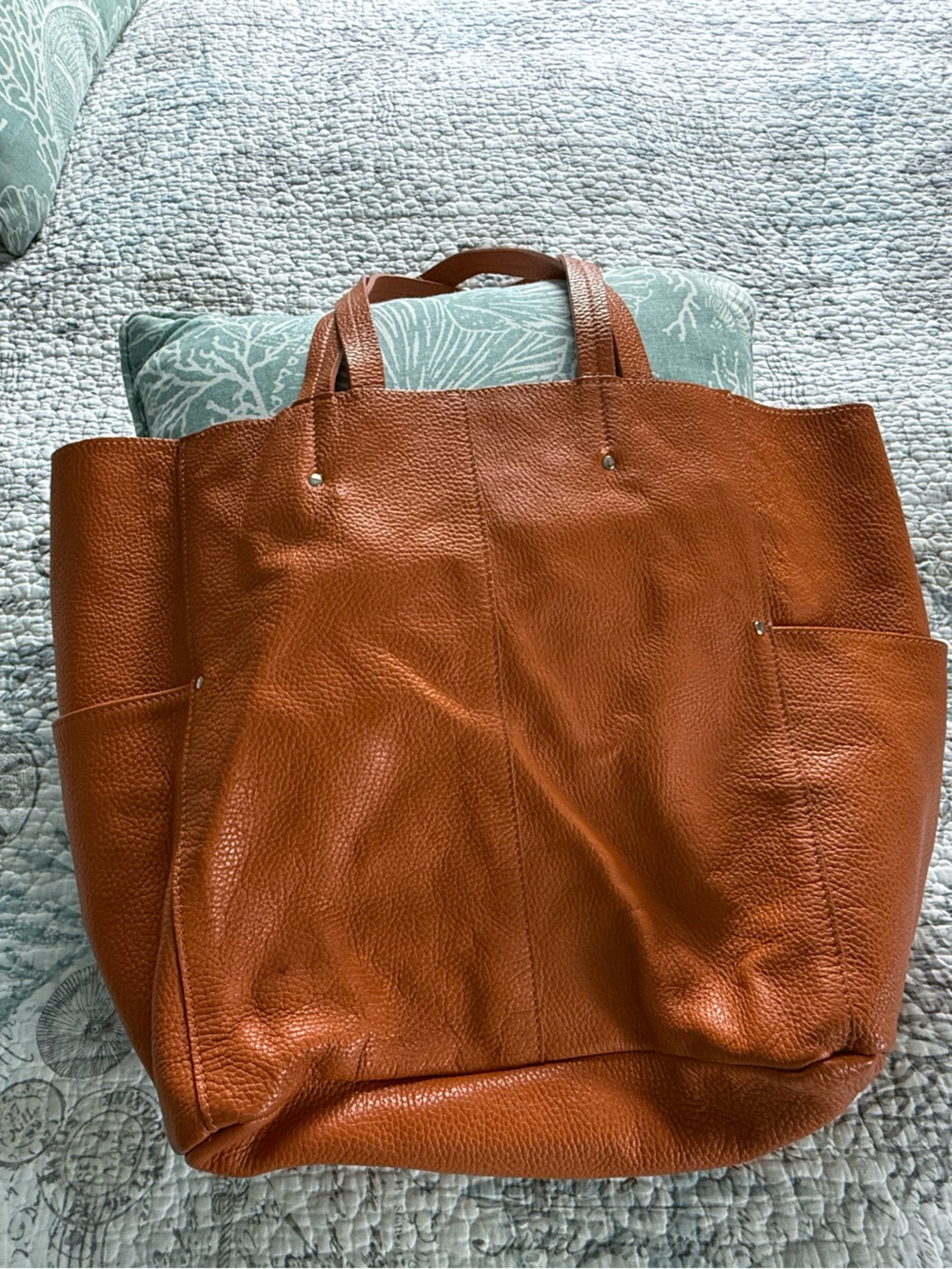Everyday Leather Tote in Cognac Brown